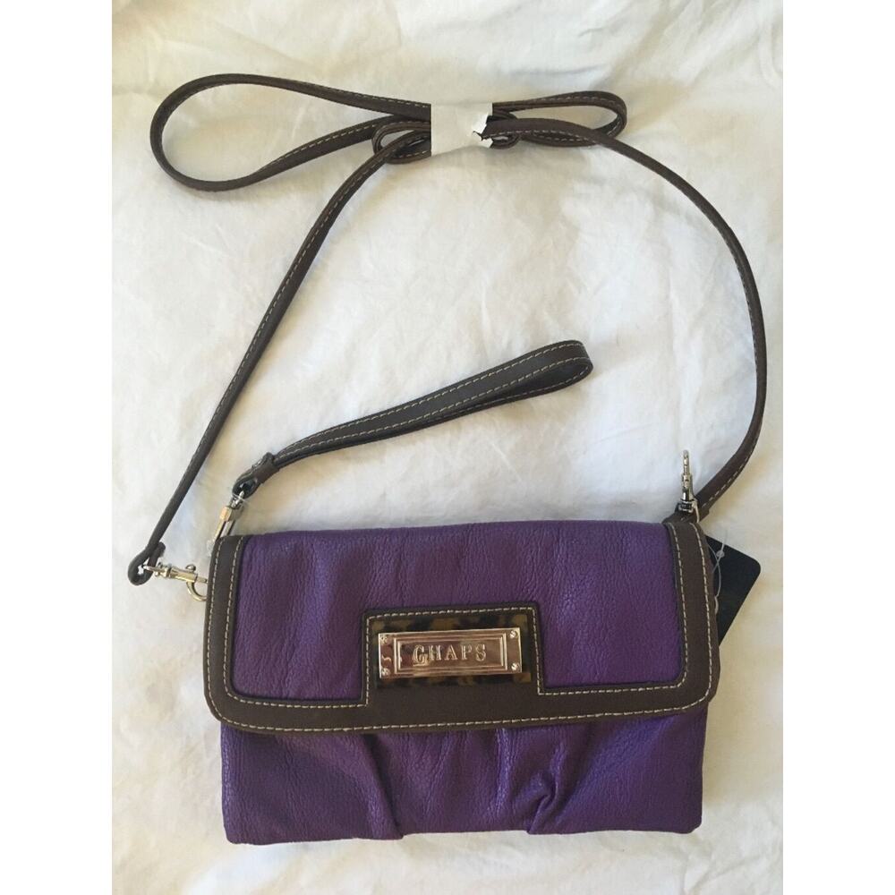 CHAPS Purple Detachable Strap Carry All Wristlet Clutch Shoulder Purse